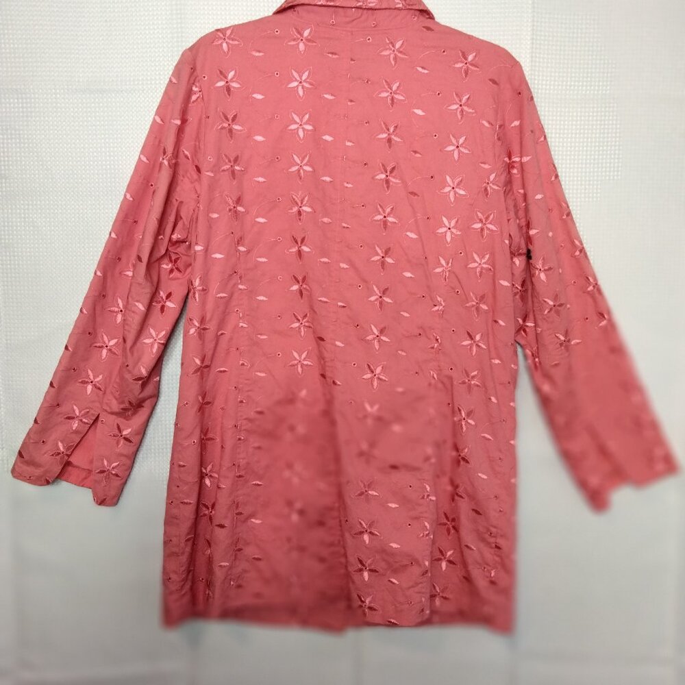 Denim&Co.  Coral Pink Eyelet Coat M